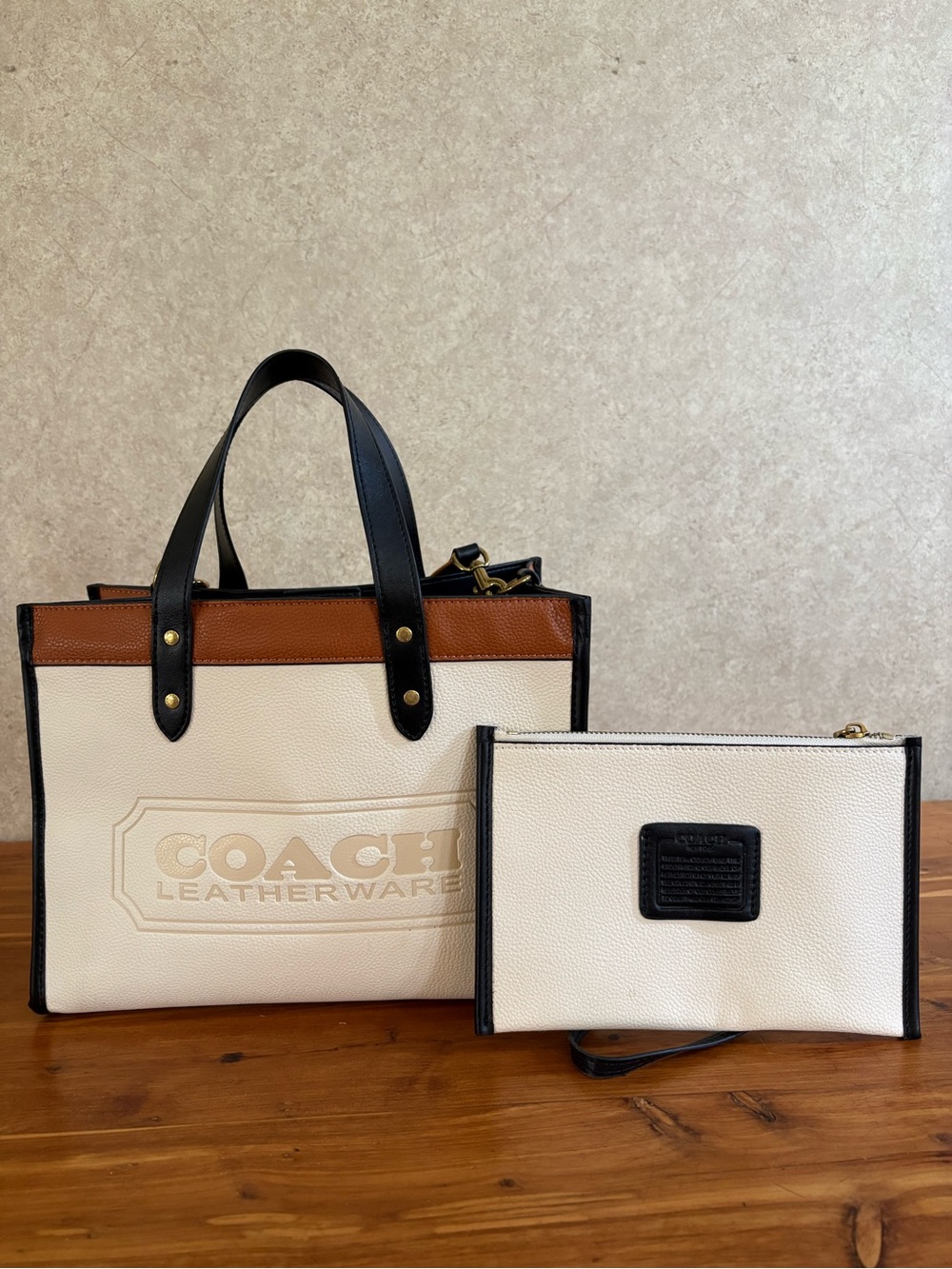 Coach Field Tote 30 In Colorblock With Matching Zip Wristlet